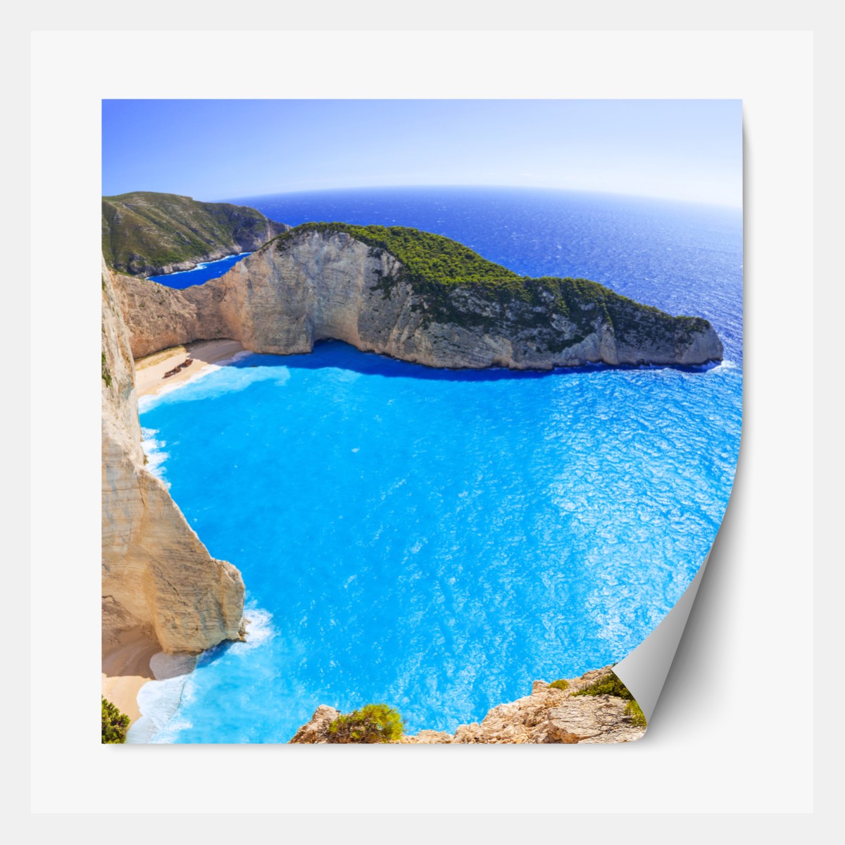 Repositionable sticker turquoise cliff beach panorama