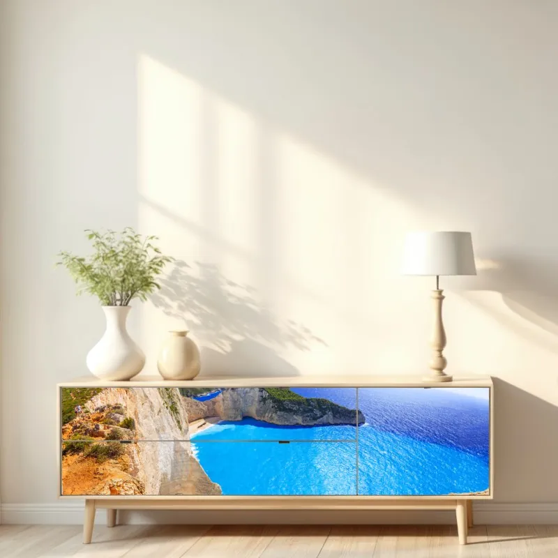 Naklejka repozycjonowalna geometryczna abstrakcja w odcieniach niebieskiego – Wallissimo®