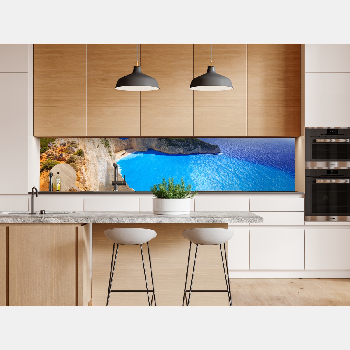 Naklejka repozycjonowalna turkusowa panorama klifu i plaży – Wallissimo® Naklejka repozycjonowalna turkusowa panorama klifu i plaży – Wallissimo®