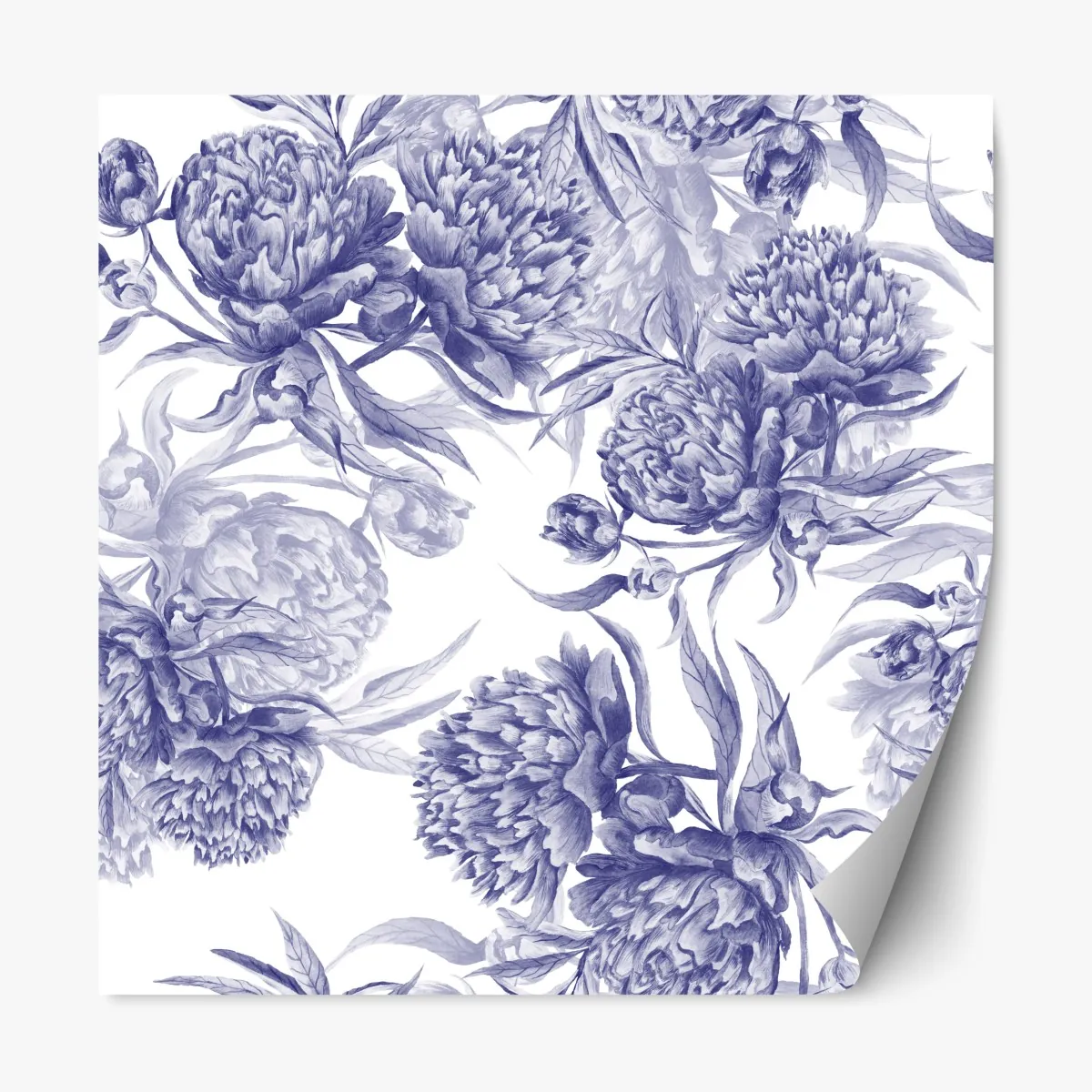 Naklejka repozycjonowalna niebieskie peonie w stylu botanicznym – Wallissimo® Naklejka repozycjonowalna niebieskie peonie w stylu botanicznym – Wallissimo®