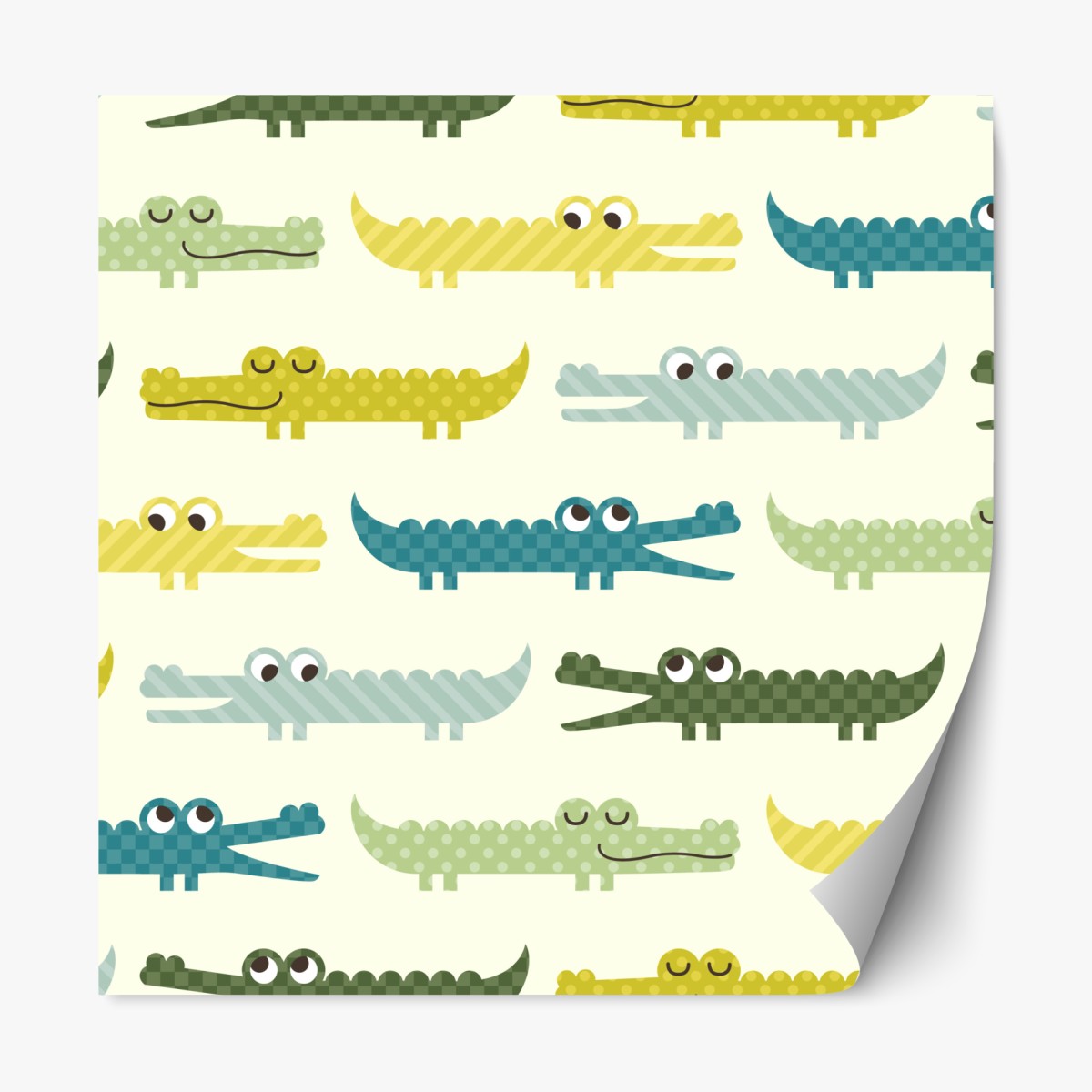 Repositionable sticker playful crocodile pattern for kids room