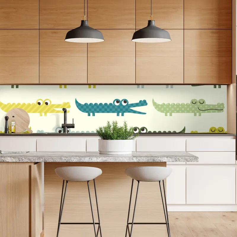 Naklejka repozycjonowalna wesoły wzór krokodyli do pokoju dziecięcego – Wallissimo® Naklejka repozycjonowalna wesoły wzór krokodyli do pokoju dziecięcego – Wallissimo®