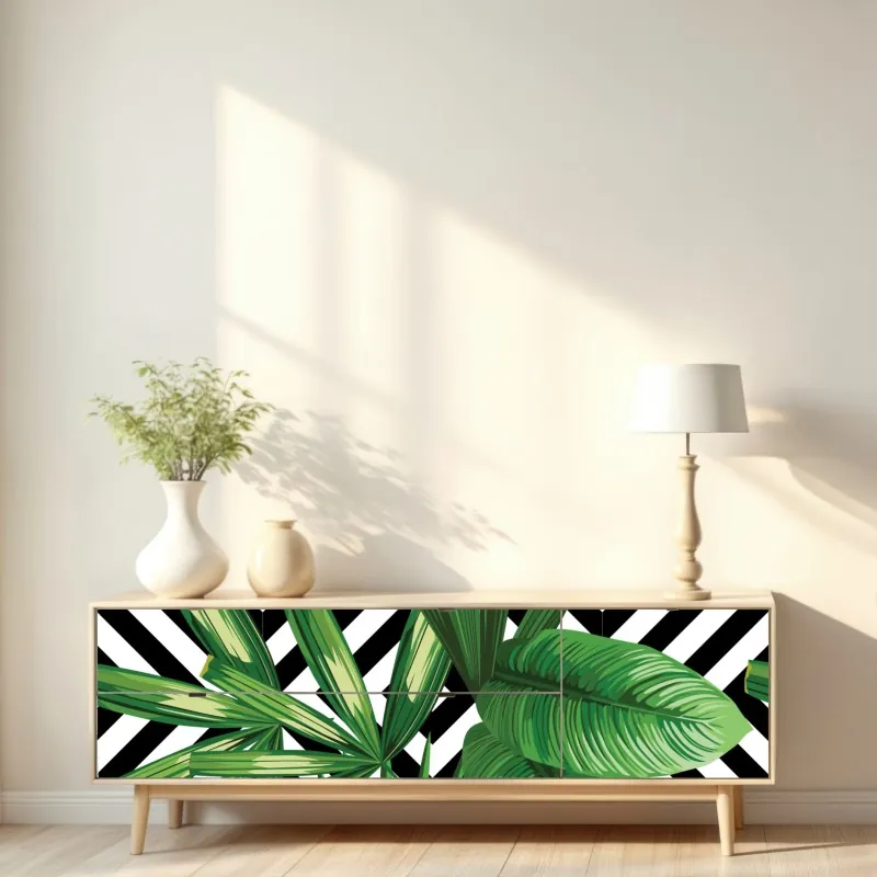 Naklejka repozycjonowalna tropikalne liście bananowca – Wallissimo®