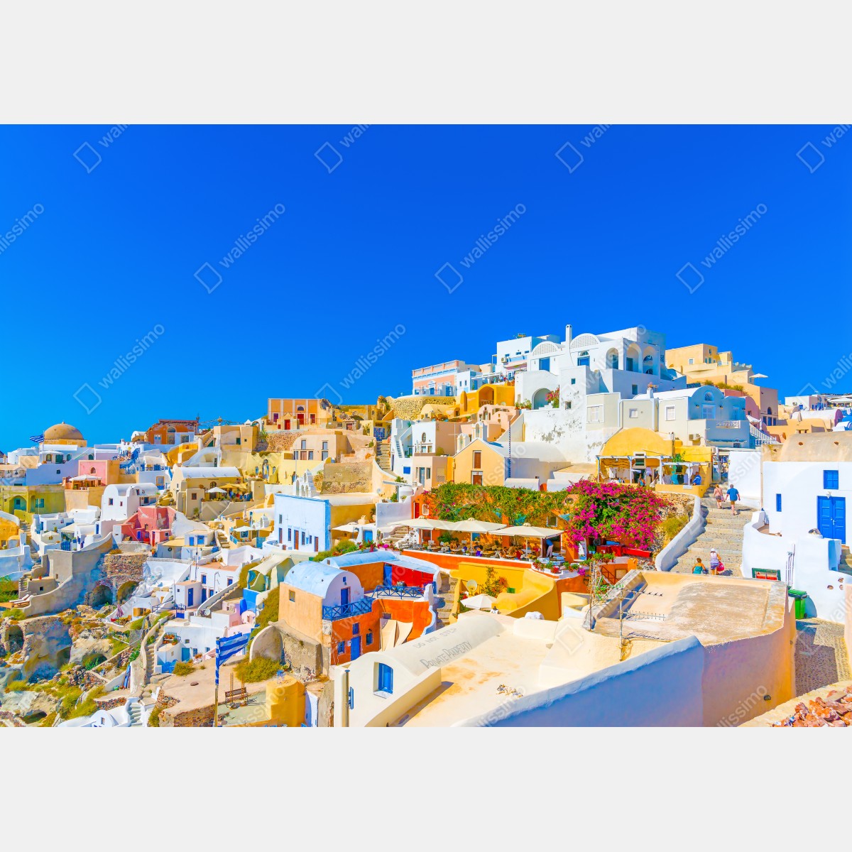 Naklejka repozycjonowalna słoneczna wioska Oia, Santorini – Wallissimo® Naklejka repozycjonowalna słoneczna wioska Oia, Santorini – Wallissimo®