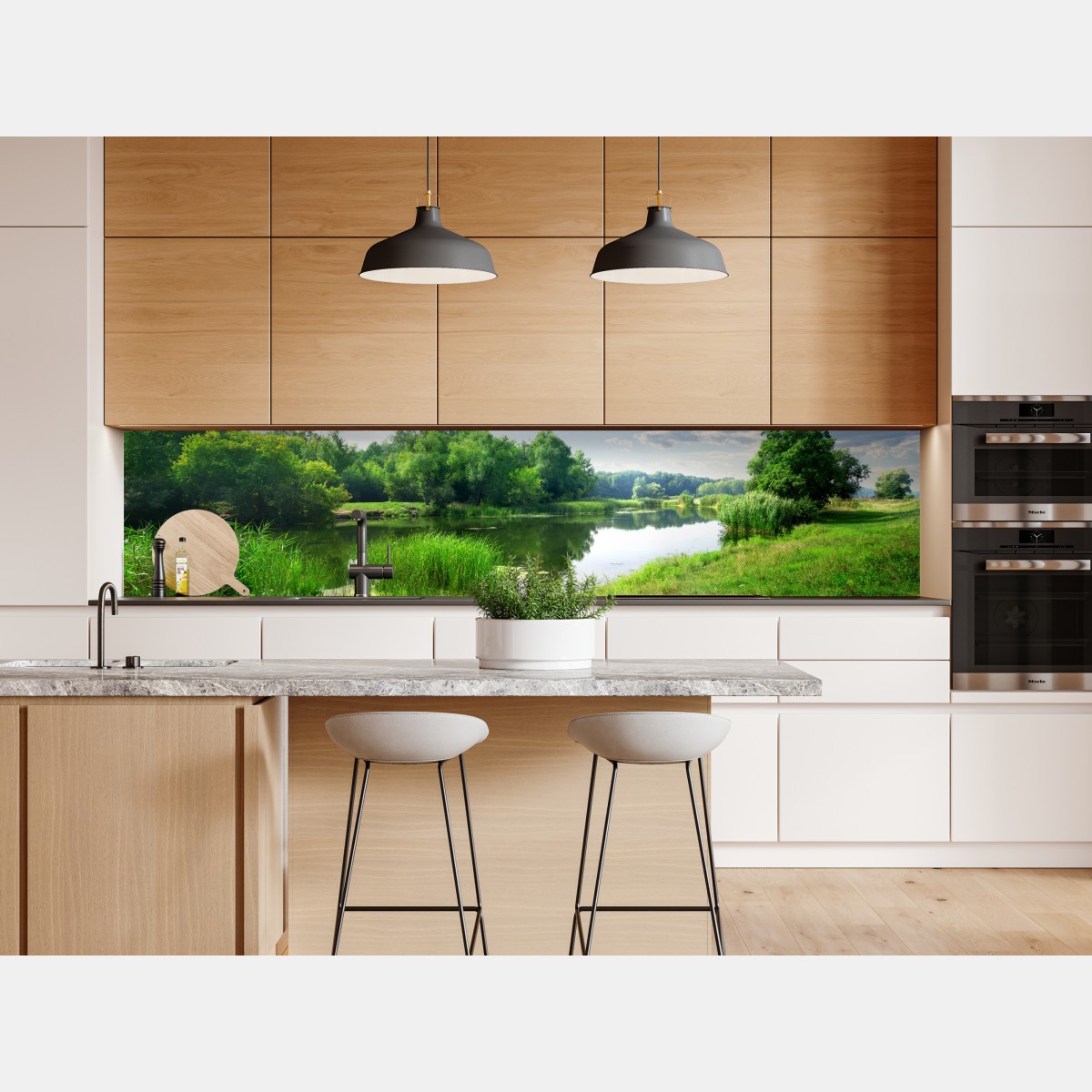 Naklejka repozycjonowalna słoneczna łąka nad rzeką – Wallissimo® Naklejka repozycjonowalna słoneczna łąka nad rzeką – Wallissimo®