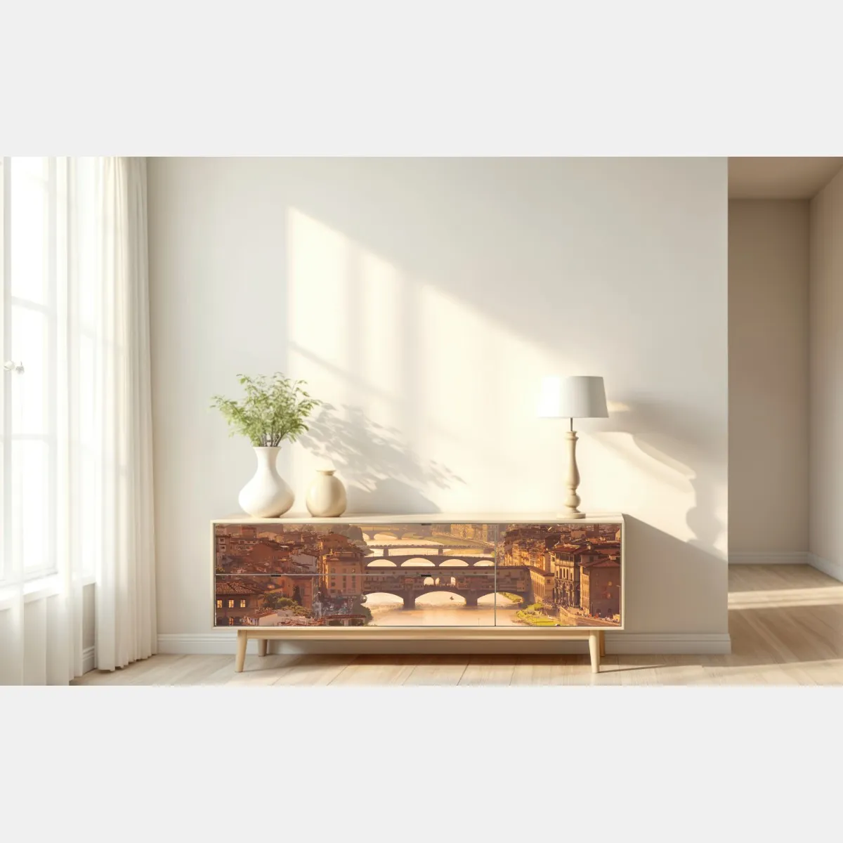 Naklejka repozycjonowalna złoty zachód słońca nad Ponte Vecchio, Florencja – Wallissimo® Naklejka repozycjonowalna złoty zachód słońca nad Ponte Vecchio, Florencja – Wallissimo®