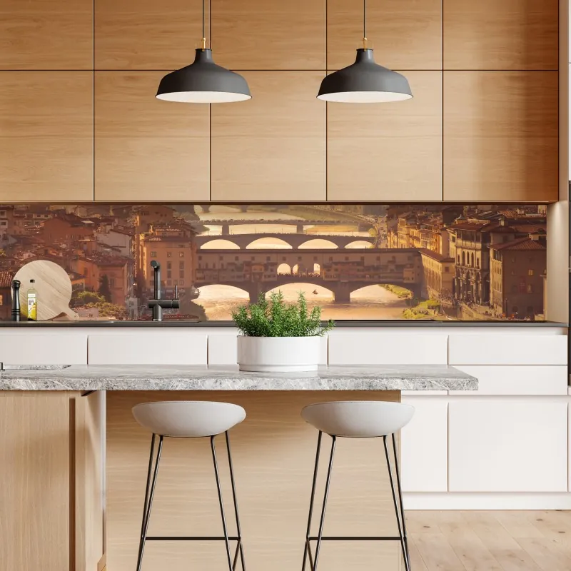 Naklejka repozycjonowalna złoty zachód słońca nad Ponte Vecchio, Florencja – Wallissimo® Naklejka repozycjonowalna złoty zachód słońca nad Ponte Vecchio, Florencja – Wallissimo®