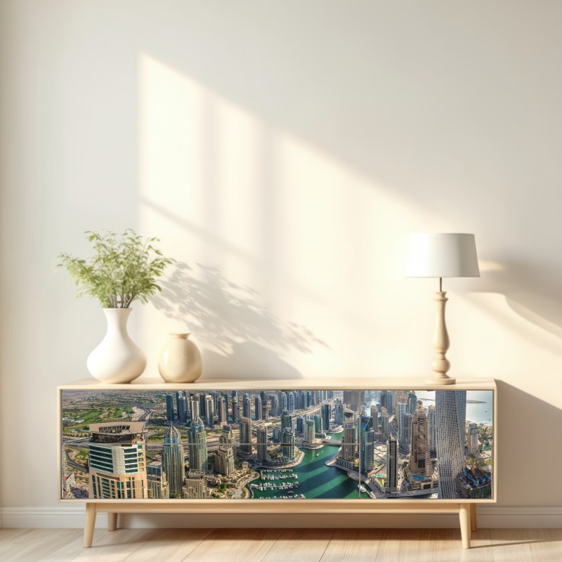 Naklejka repozycjonowalna Dubaj Marina panorama miasta – Wallissimo® Naklejka repozycjonowalna Dubaj Marina panorama miasta – Wallissimo®