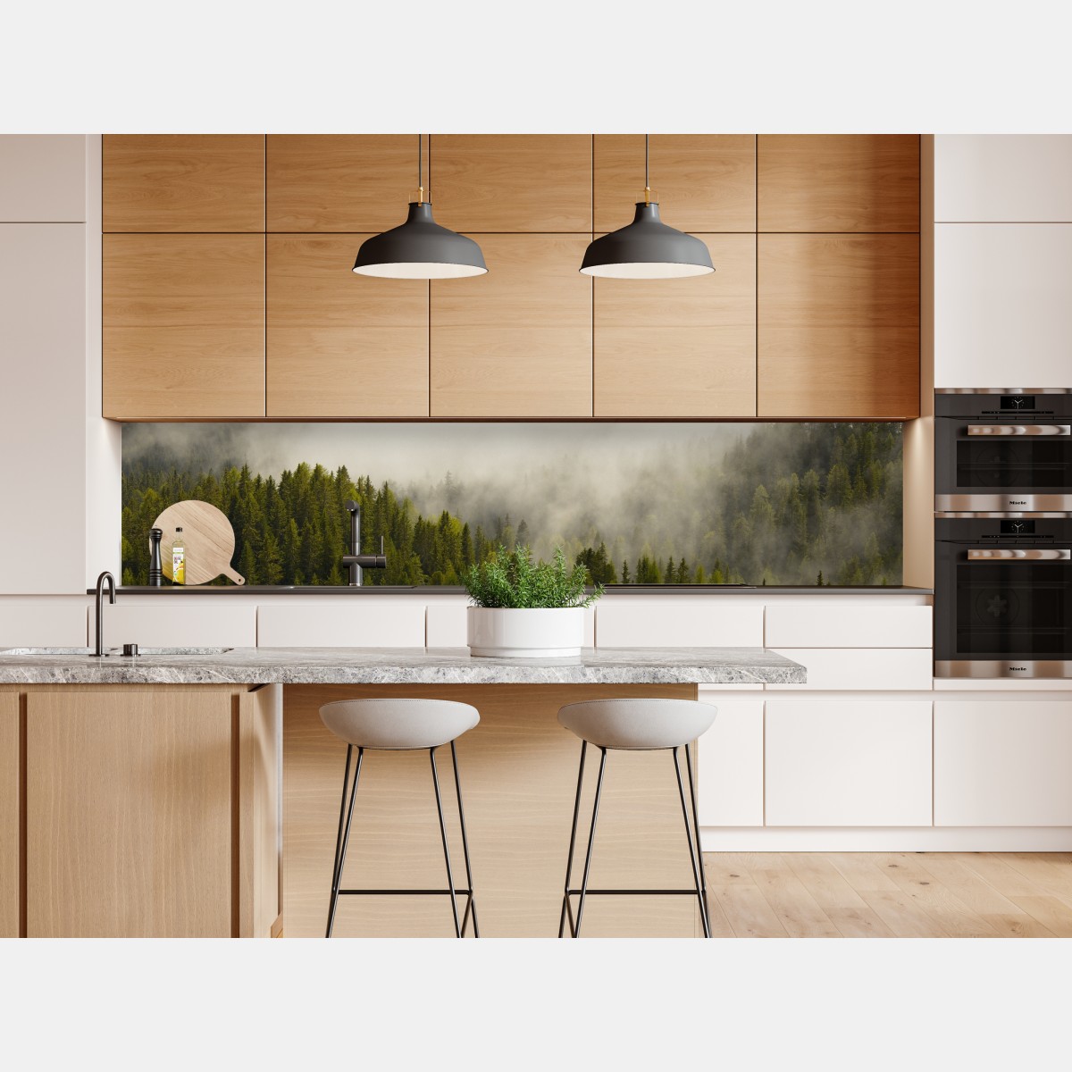 Naklejka repozycjonowalna mglisty las iglasty – Wallissimo® Naklejka repozycjonowalna mglisty las iglasty – Wallissimo®