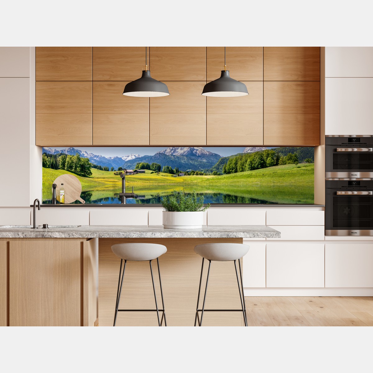 Naklejka repozycjonowalna alpejskie szczyty odbite w spokojnym jeziorze – Wallissimo® Naklejka repozycjonowalna alpejskie szczyty odbite w spokojnym jeziorze – Wallissimo®