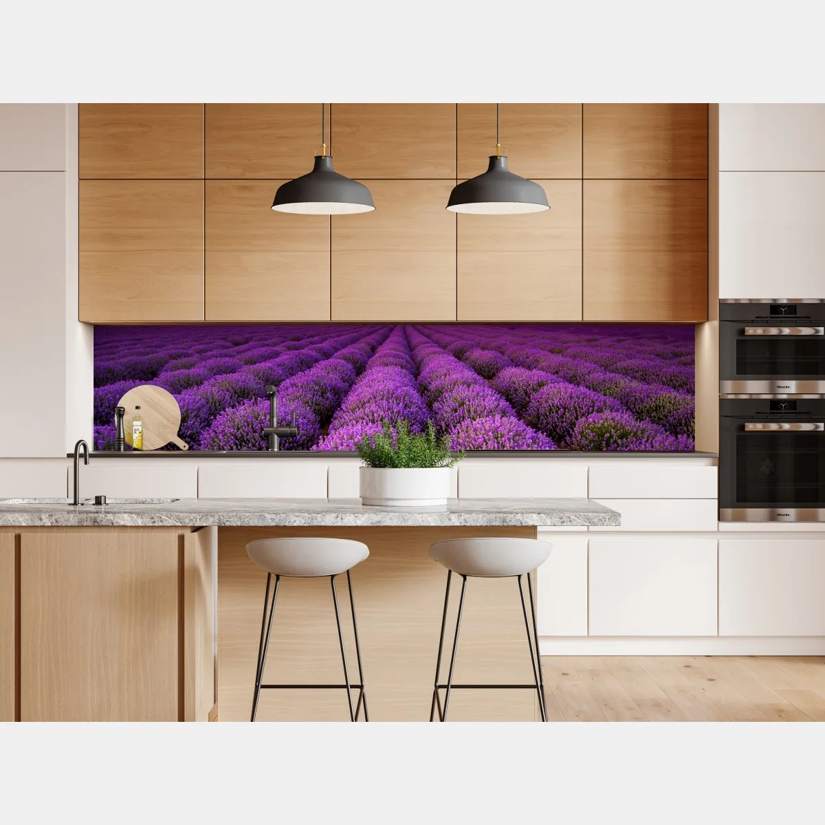 Naklejka repozycjonowalna pole lawendy o zachodzie słońca – Wallissimo® Naklejka repozycjonowalna pole lawendy o zachodzie słońca – Wallissimo®