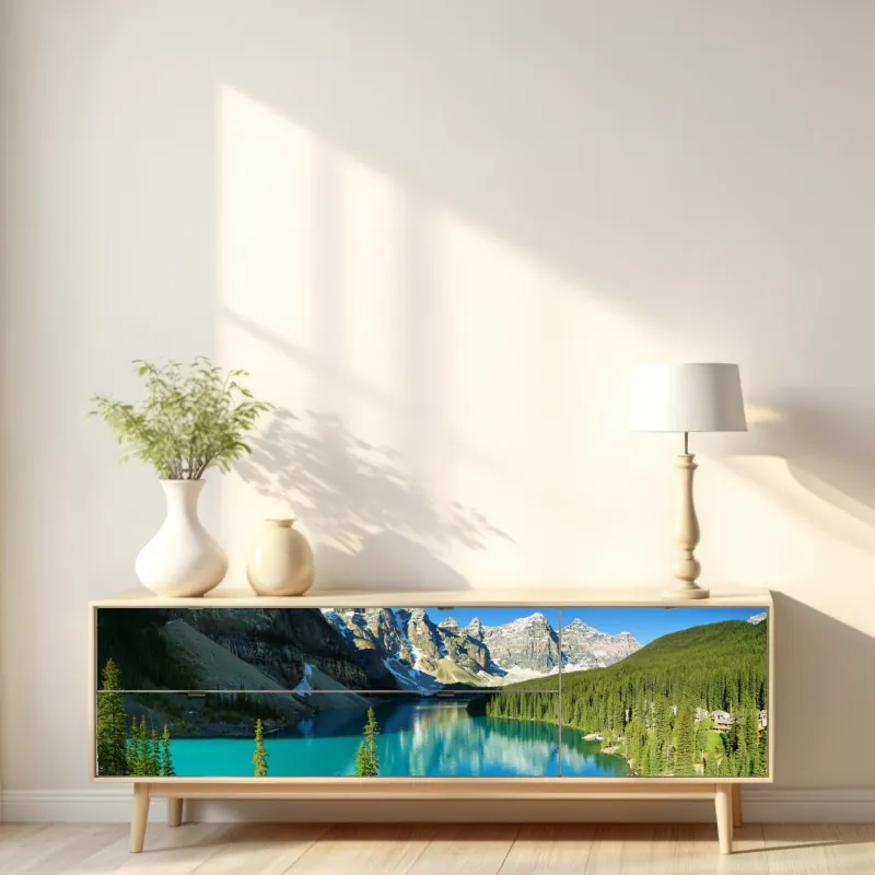 Naklejka repozycjonowalna zachód słońca nad Górą Fudżi i pagodą Chureito – Wallissimo®