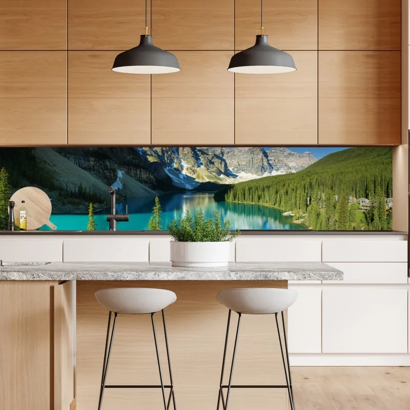 Naklejka repozycjonowalna spokojne turkusowe jezioro w górach – Wallissimo® Naklejka repozycjonowalna spokojne turkusowe jezioro w górach – Wallissimo®