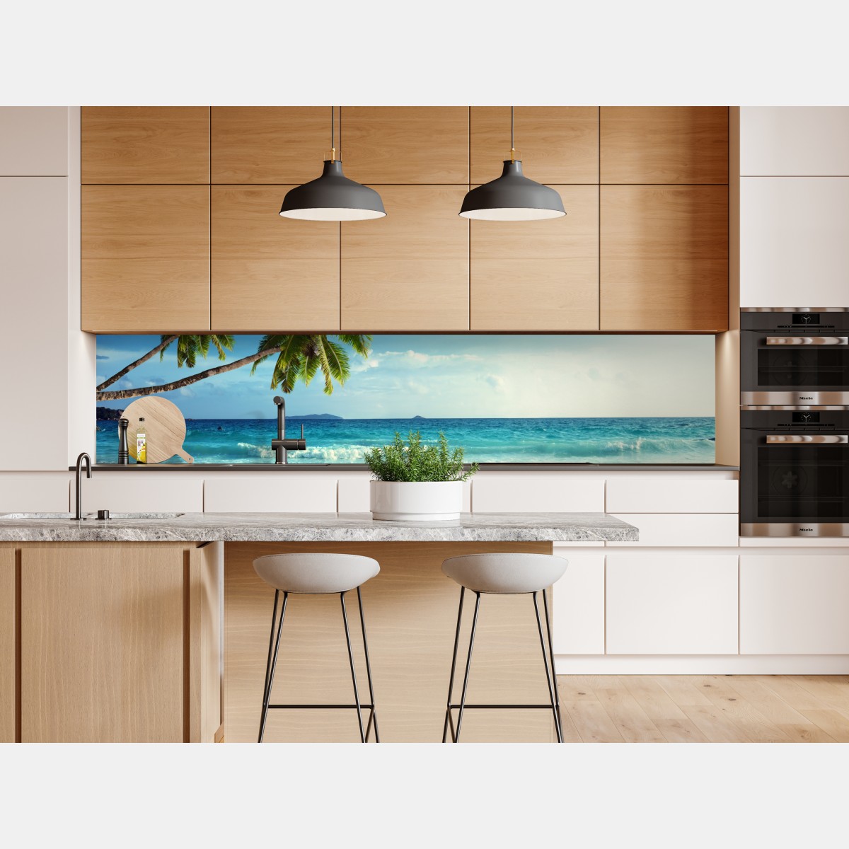 Naklejka repozycjonowalna tropikalna plaża na Karaibach o zachodzie słońca – Wallissimo® Naklejka repozycjonowalna tropikalna plaża na Karaibach o zachodzie słońca – Wallissimo®