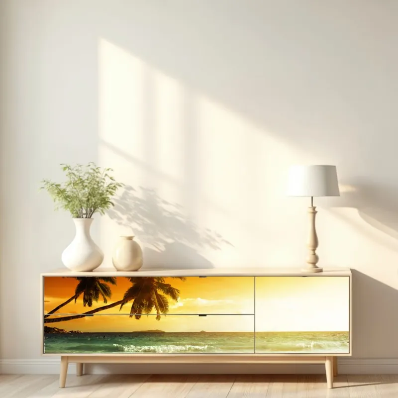 Naklejka repozycjonowalna akwarelowy wzór liści monstery – Wallissimo®