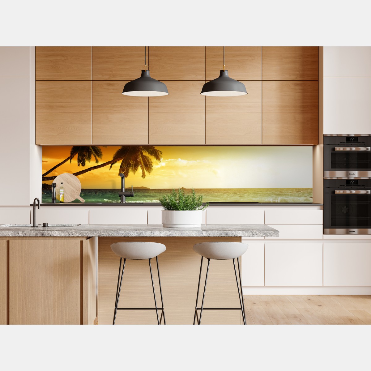 Naklejka repozycjonowalna tropikalny zachód słońca nad plażą na Karaibach – Wallissimo® Naklejka repozycjonowalna tropikalny zachód słońca nad plażą na Karaibach – Wallissimo®