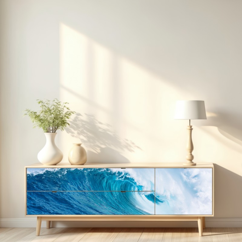 Naklejka repozycjonowalna majestatyczna turkusowa fala oceaniczna – Wallissimo® Naklejka repozycjonowalna majestatyczna turkusowa fala oceaniczna – Wallissimo®