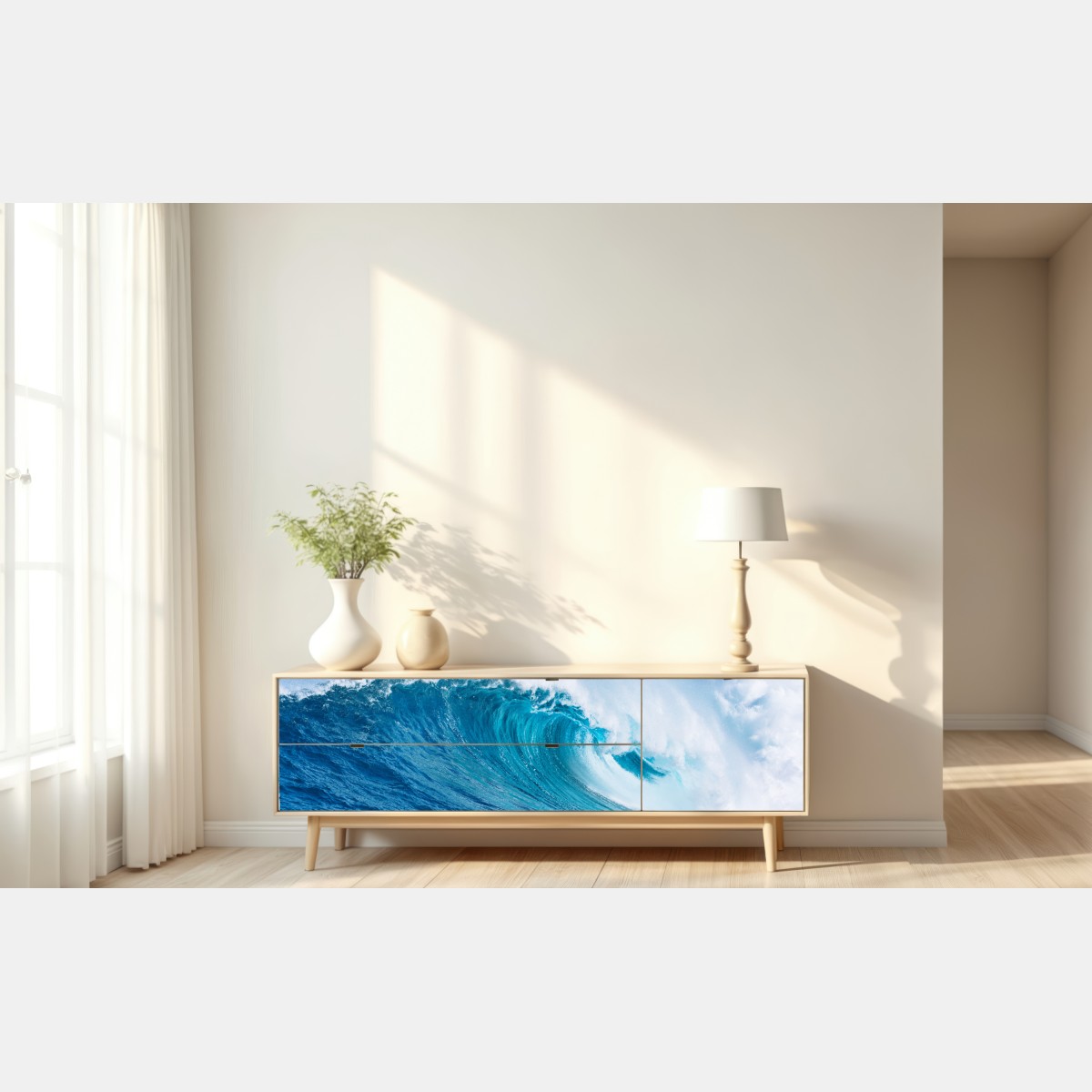 Naklejka repozycjonowalna majestatyczna turkusowa fala oceaniczna – Wallissimo® Naklejka repozycjonowalna majestatyczna turkusowa fala oceaniczna – Wallissimo®