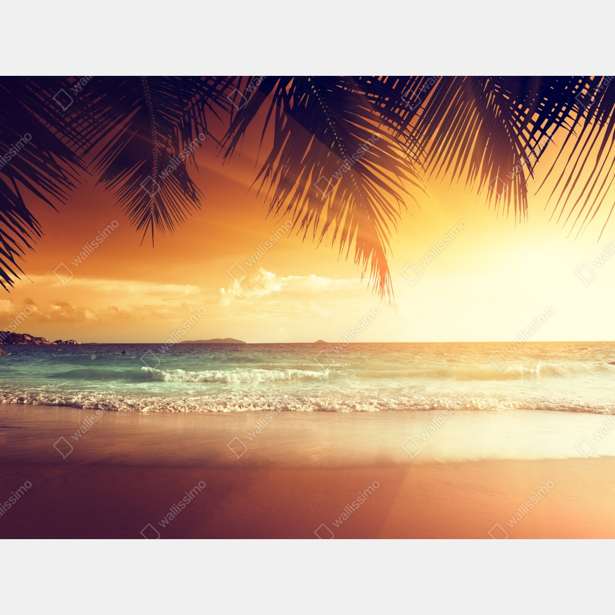 Naklejka repozycjonowalna plaża o zachodzie słońca na Karaibach – Wallissimo® Naklejka repozycjonowalna plaża o zachodzie słońca na Karaibach – Wallissimo®