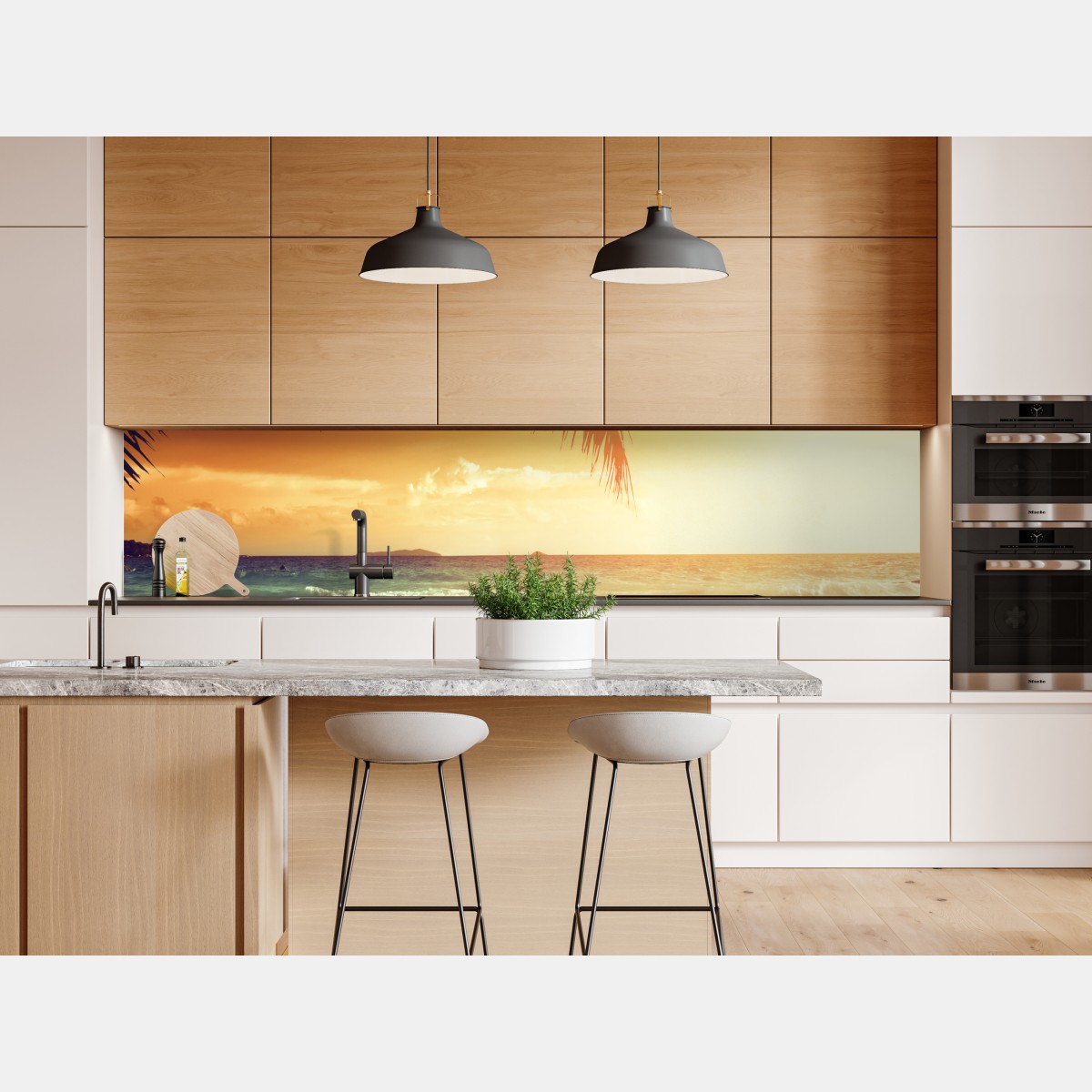 Naklejka repozycjonowalna plaża o zachodzie słońca na Karaibach – Wallissimo® Naklejka repozycjonowalna plaża o zachodzie słońca na Karaibach – Wallissimo®