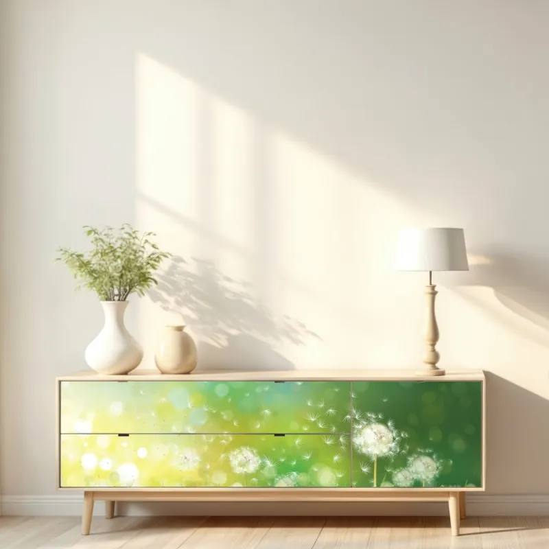 Naklejka repozycjonowalna wiosenna łąka dmuchawców – Wallissimo® Naklejka repozycjonowalna wiosenna łąka dmuchawców – Wallissimo®