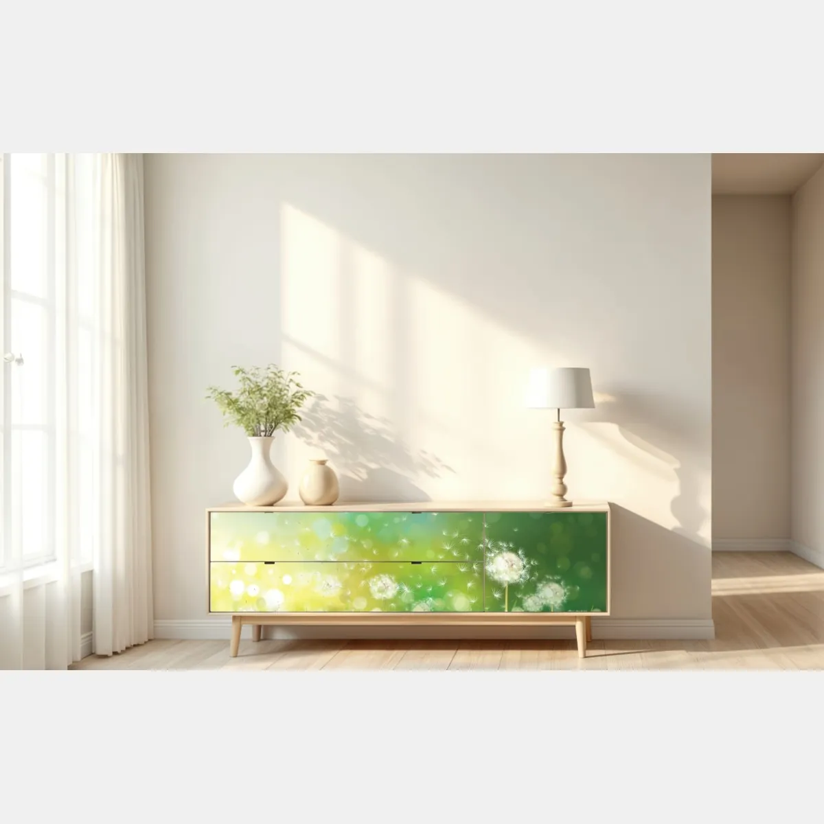 Naklejka repozycjonowalna wiosenna łąka dmuchawców – Wallissimo® Naklejka repozycjonowalna wiosenna łąka dmuchawców – Wallissimo®