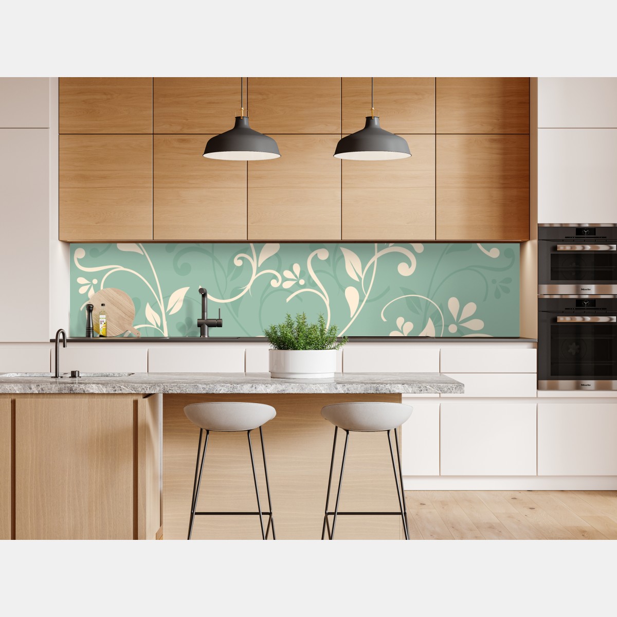 Naklejka repozycjonowalna miętowy kwiatowy wzór w stylu vintage – Wallissimo® Naklejka repozycjonowalna miętowy kwiatowy wzór w stylu vintage – Wallissimo®