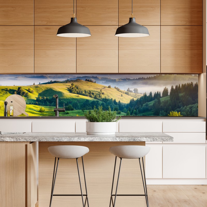 Naklejka repozycjonowalna zachód słońca w Karpatych nad zielonymi wzgórzami – Wallissimo® Naklejka repozycjonowalna zachód słońca w Karpatych nad zielonymi wzgórzami – Wallissimo®