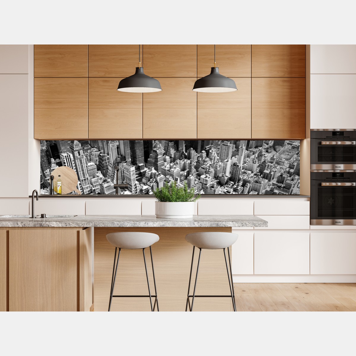 Naklejka repozycjonowalna widok lotniczy Manhattanu w czerni i bieli – Wallissimo® Naklejka repozycjonowalna widok lotniczy Manhattanu w czerni i bieli – Wallissimo®