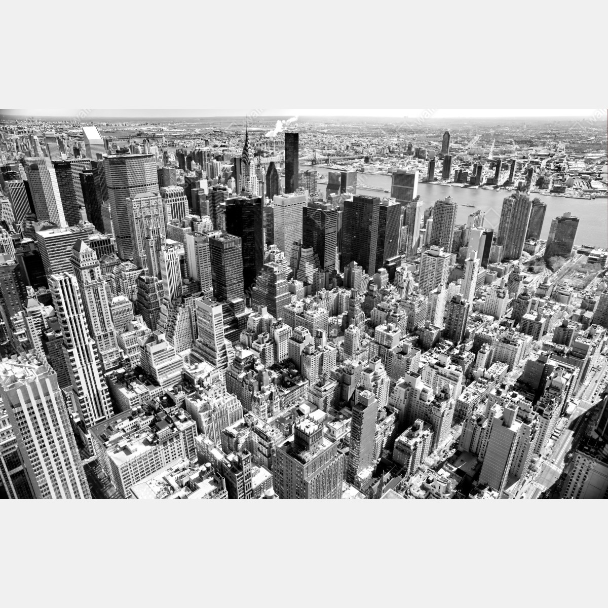 Naklejka repozycjonowalna widok lotniczy Manhattanu w czerni i bieli – Wallissimo® Naklejka repozycjonowalna widok lotniczy Manhattanu w czerni i bieli – Wallissimo®