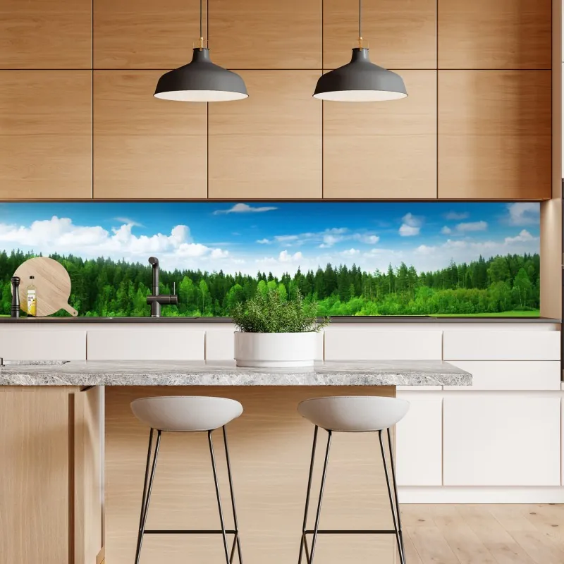 Naklejka repozycjonowalna orientalny wzór z drzewami i liśćmi – Wallissimo®