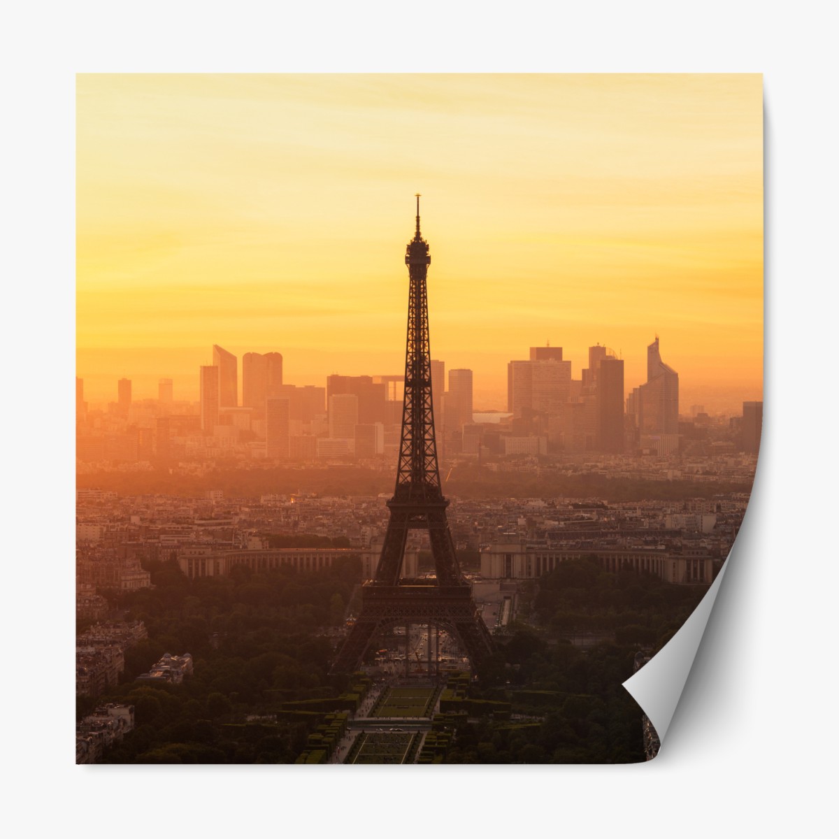 Repositionable sticker Paris sunset skyline with Eiffel Tower
