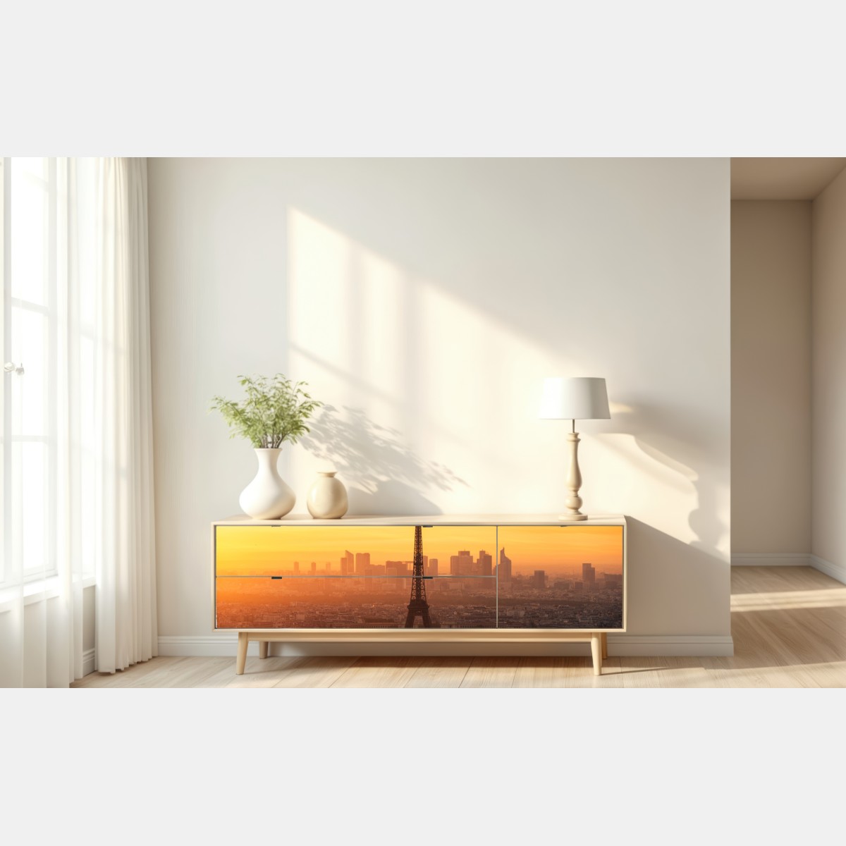 Naklejka repozycjonowalna Paryż zachód słońca z Wieżą Eiffla – Wallissimo® Naklejka repozycjonowalna Paryż zachód słońca z Wieżą Eiffla – Wallissimo®