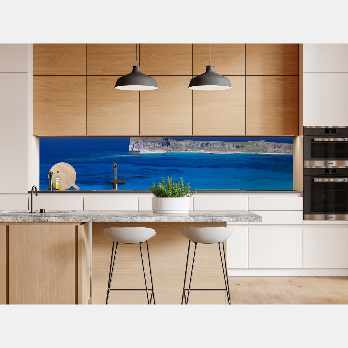 Naklejka repozycjonowalna spokojny morski pejzaż z wyspą – Wallissimo® Naklejka repozycjonowalna spokojny morski pejzaż z wyspą – Wallissimo®