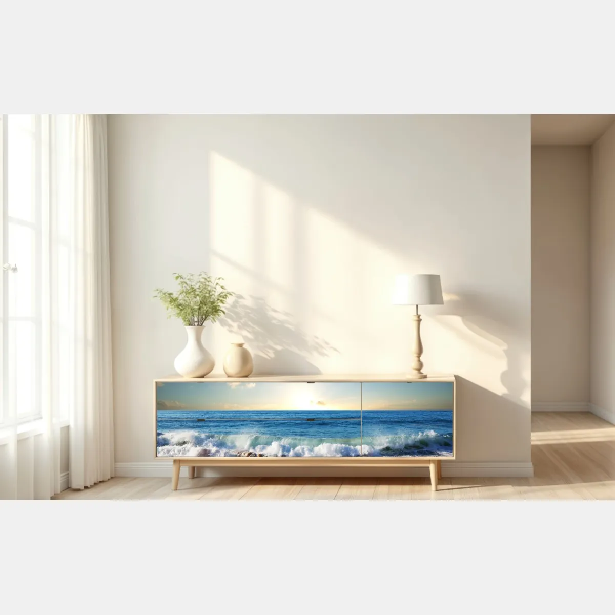 Naklejka repozycjonowalna spokojny zachód słońca nad plażą – Wallissimo® Naklejka repozycjonowalna spokojny zachód słońca nad plażą – Wallissimo®