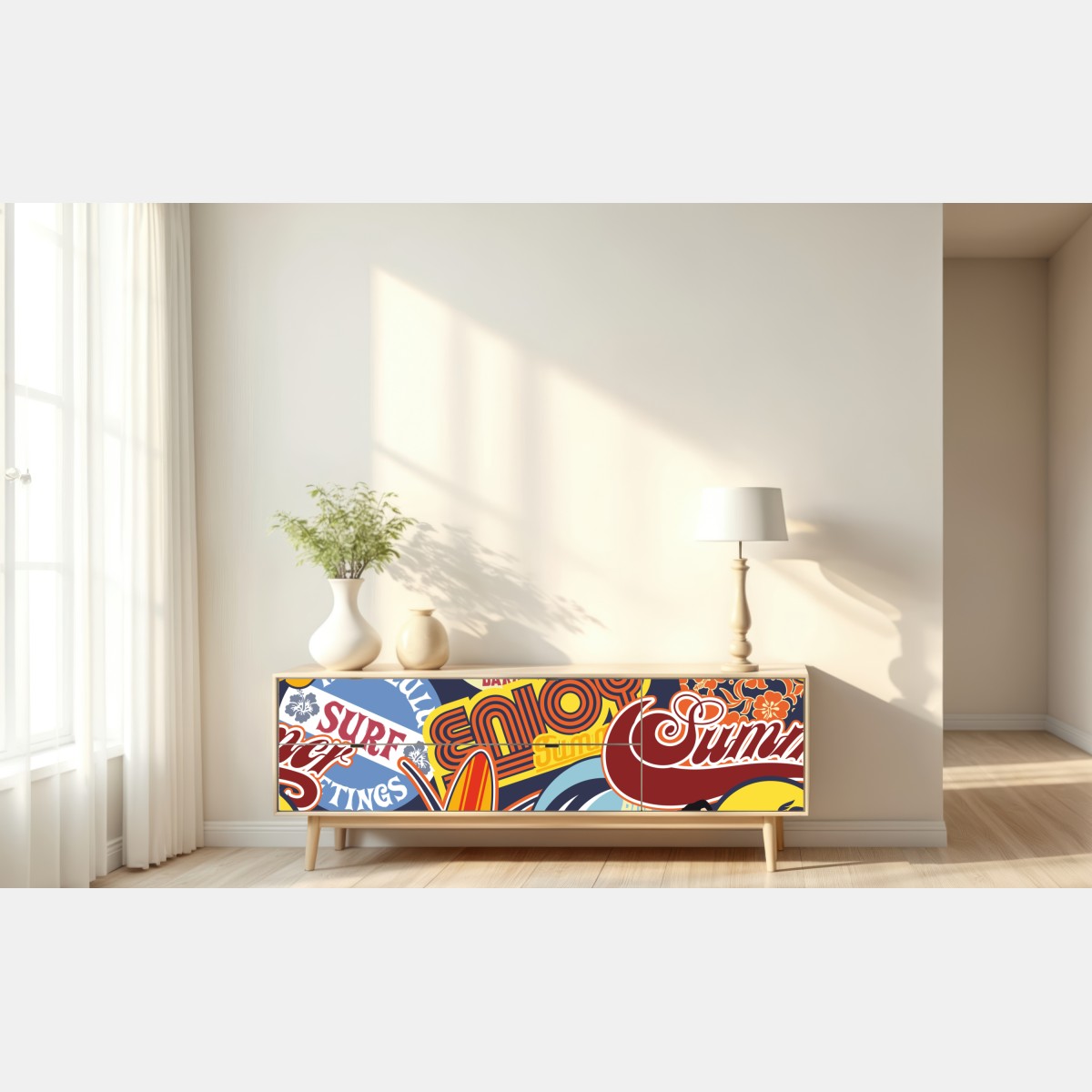 Naklejka repozycjonowalna retro kolaż naklejek surf – Wallissimo® Naklejka repozycjonowalna retro kolaż naklejek surf – Wallissimo®