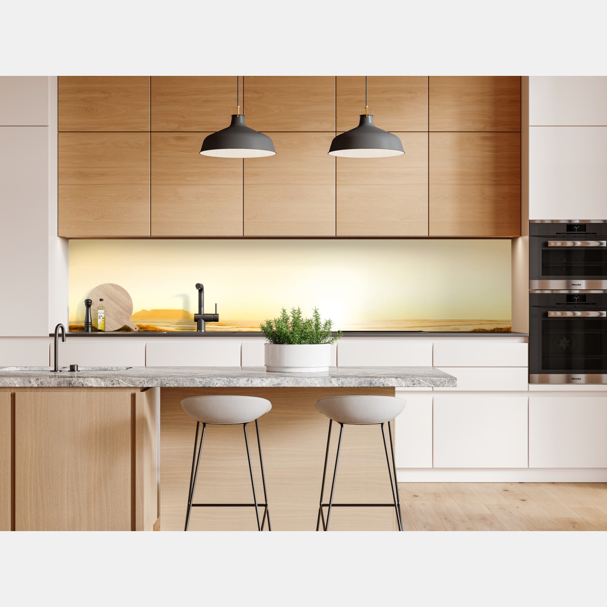 Naklejka repozycjonowalna złota panorama zachodu słońca nad plażą z Górą Stołową – Wallissimo® Naklejka repozycjonowalna złota panorama zachodu słońca nad plażą z Górą Stołową – Wallissimo®