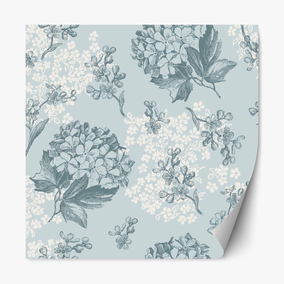 Repositionable sticker soft pastel hydrangea botanical pattern