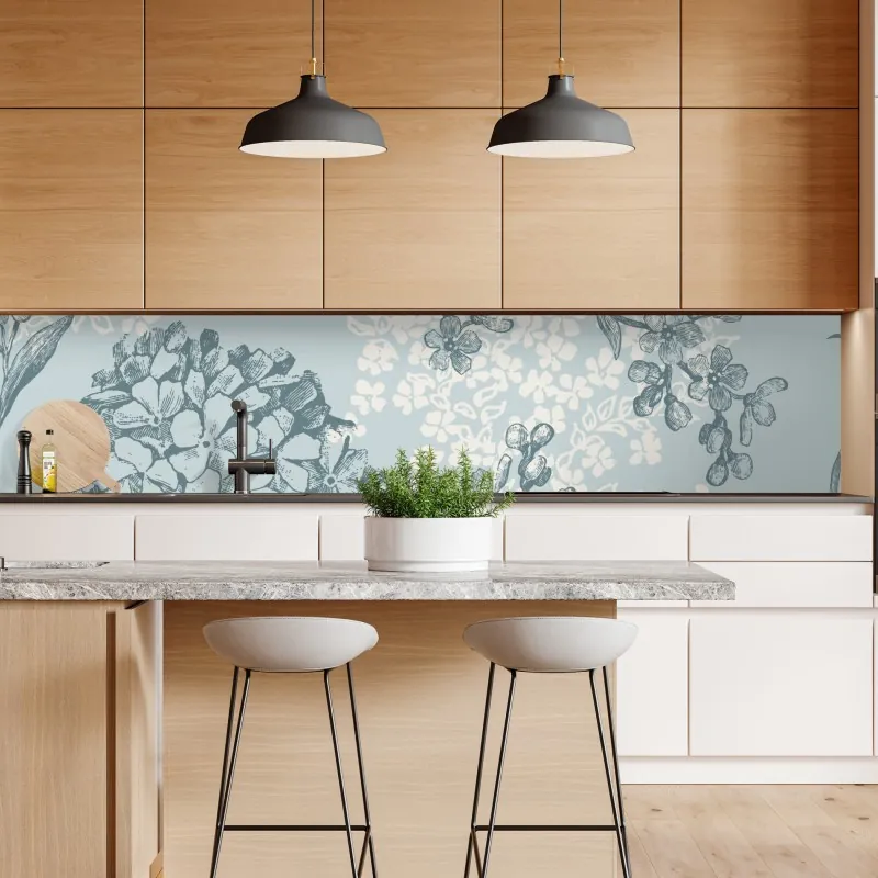 Naklejka repozycjonowalna delikatny pastelowy wzór hortensji – Wallissimo® Naklejka repozycjonowalna delikatny pastelowy wzór hortensji – Wallissimo®