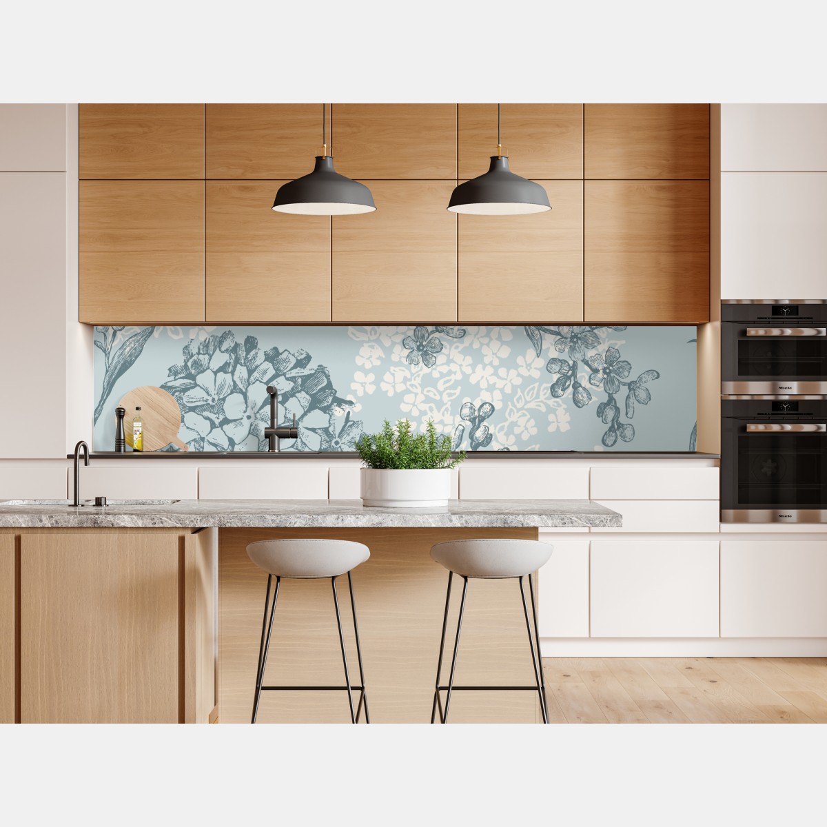 Naklejka repozycjonowalna delikatny pastelowy wzór hortensji – Wallissimo® Naklejka repozycjonowalna delikatny pastelowy wzór hortensji – Wallissimo®