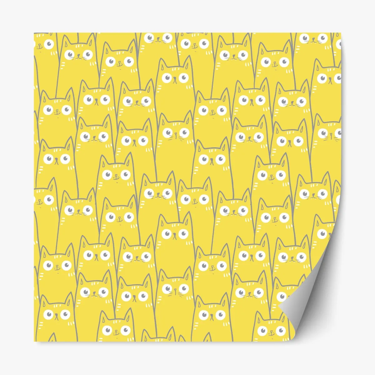 Naklejka repozycjonowalna wesoły żółty wzór z kotami – Wallissimo® Naklejka repozycjonowalna wesoły żółty wzór z kotami – Wallissimo®