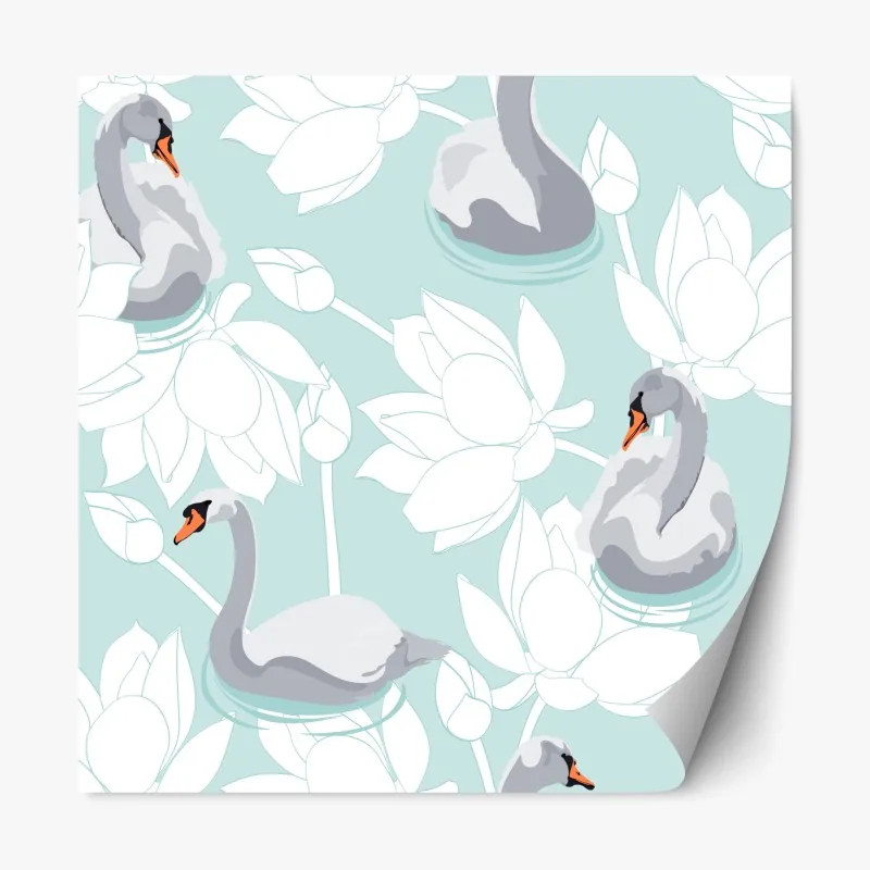 Naklejka repozycjonowalna botaniczny wzór z kwiatami cytrusów na granatowym tle – Wallissimo®