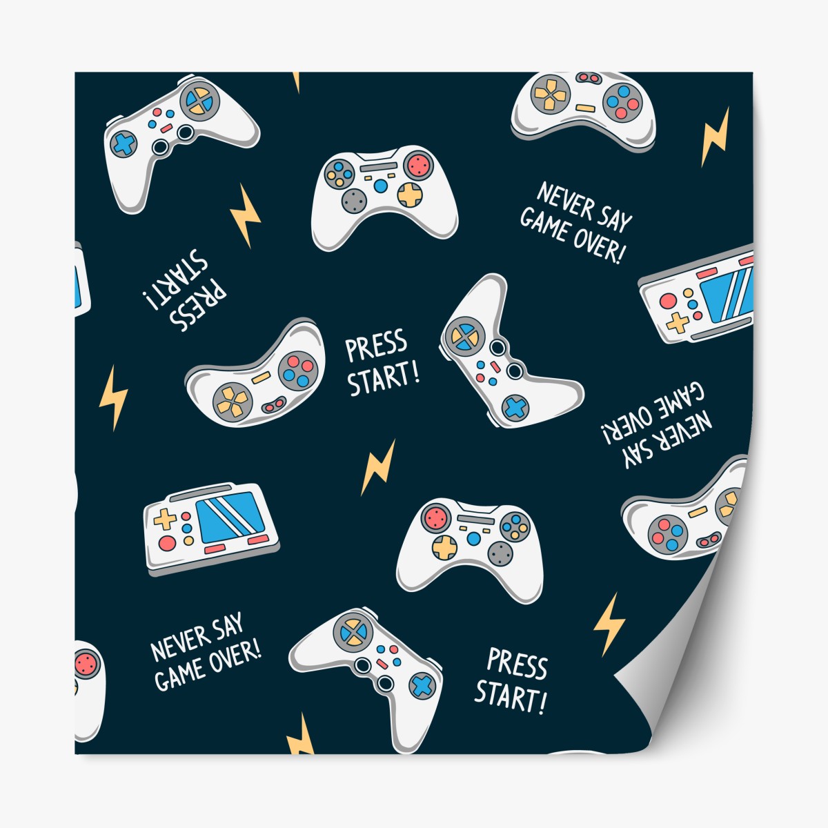 Repositionable sticker retro game controllers pattern