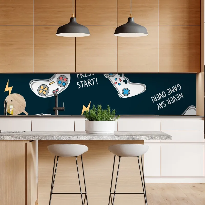 Naklejka repozycjonowalna retro wzór kontrolerów do gier – Wallissimo® Naklejka repozycjonowalna retro wzór kontrolerów do gier – Wallissimo®