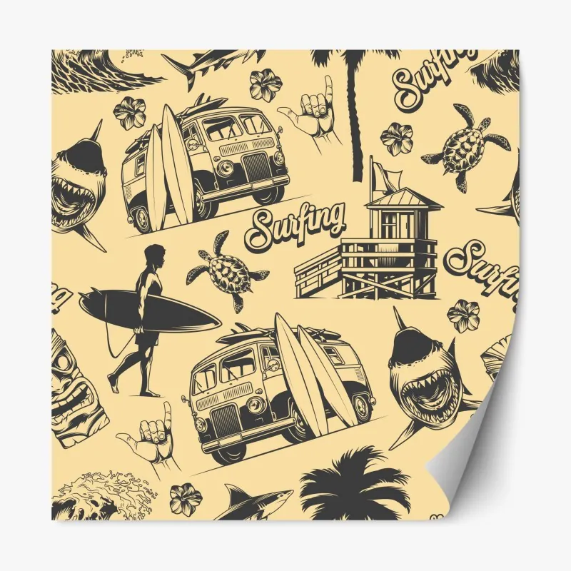 Naklejka repozycjonowalna słoneczna Santorini nadmorska wioska – Wallissimo®