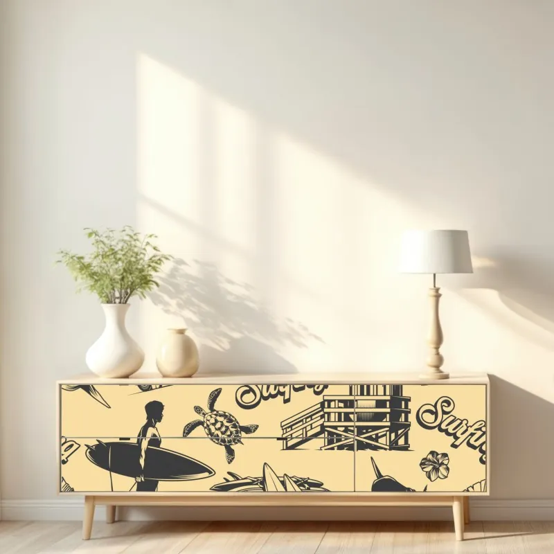 Naklejka repozycjonowalna słoneczna Santorini nadmorska wioska – Wallissimo®