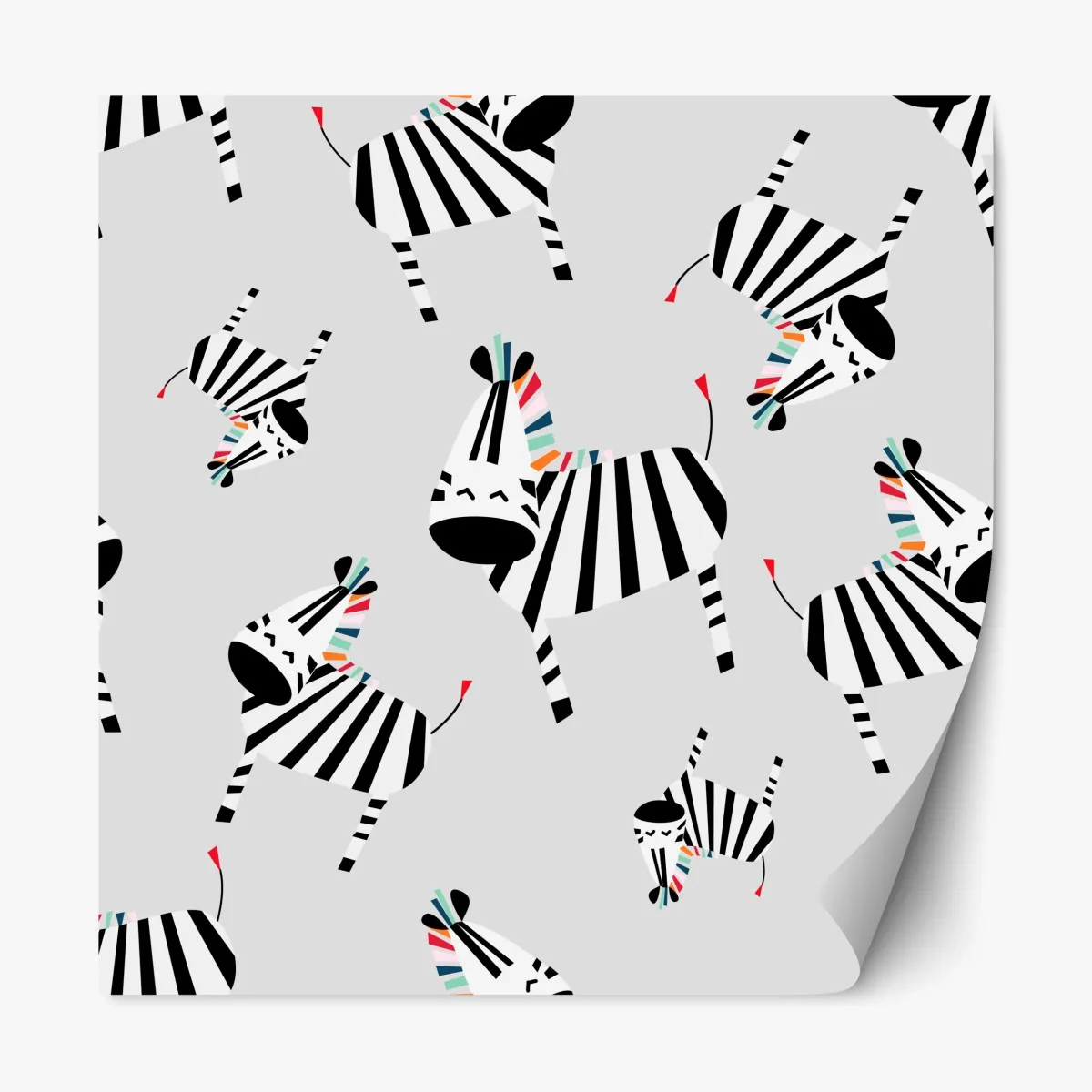 Naklejka repozycjonowalna zabawny wzór z zebrami – Wallissimo® Naklejka repozycjonowalna zabawny wzór z zebrami – Wallissimo®