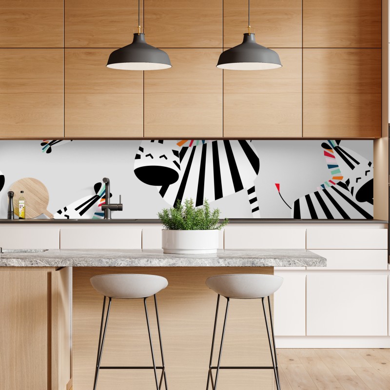 Naklejka repozycjonowalna zabawny wzór z zebrami – Wallissimo® Naklejka repozycjonowalna zabawny wzór z zebrami – Wallissimo®