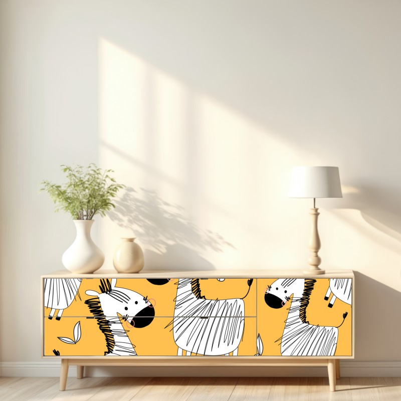 Naklejka repozycjonowalna zabawny wzór z zebrą do pokoju dziecięcego – Wallissimo® Naklejka repozycjonowalna zabawny wzór z zebrą do pokoju dziecięcego – Wallissimo®