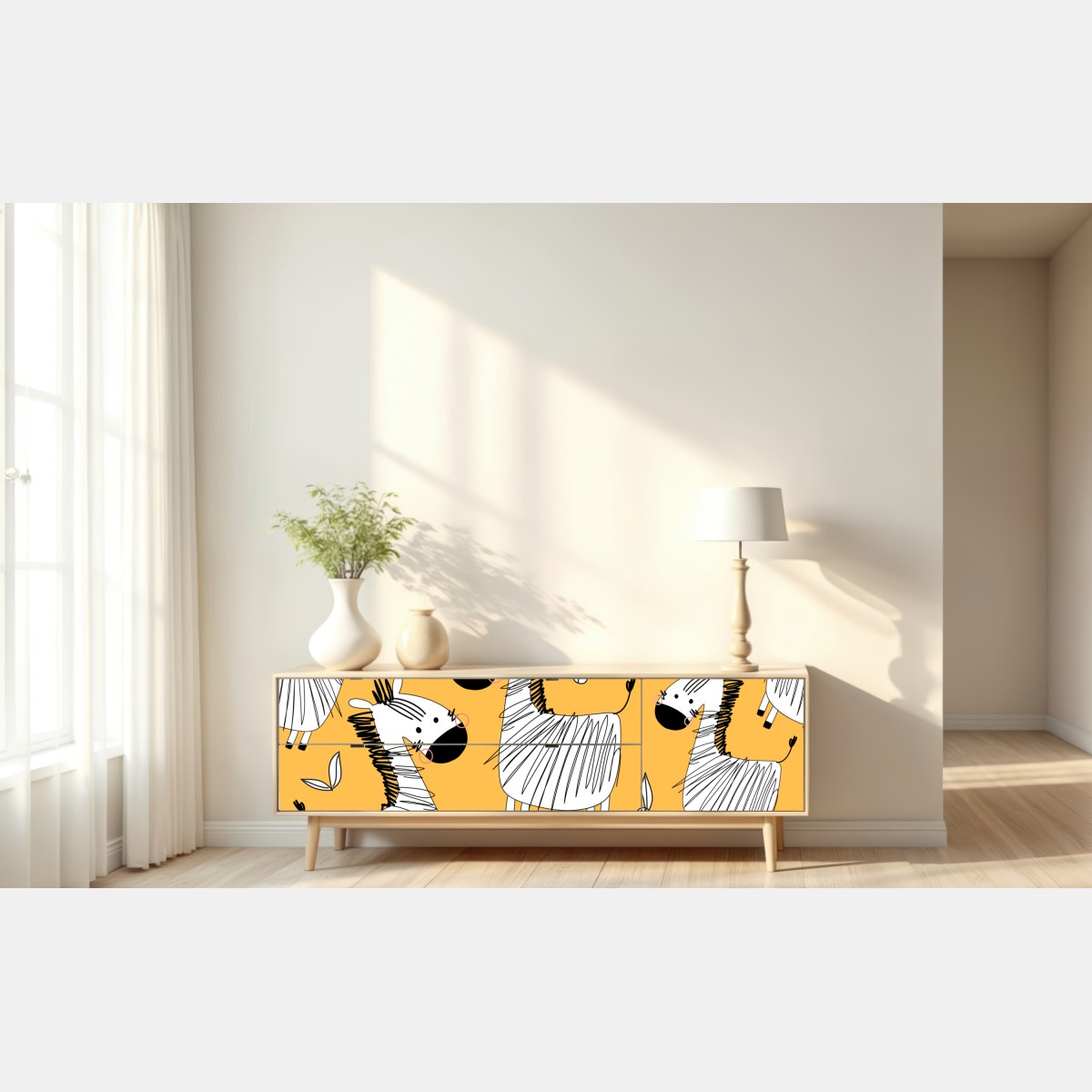 Naklejka repozycjonowalna zabawny wzór z zebrą do pokoju dziecięcego – Wallissimo® Naklejka repozycjonowalna zabawny wzór z zebrą do pokoju dziecięcego – Wallissimo®